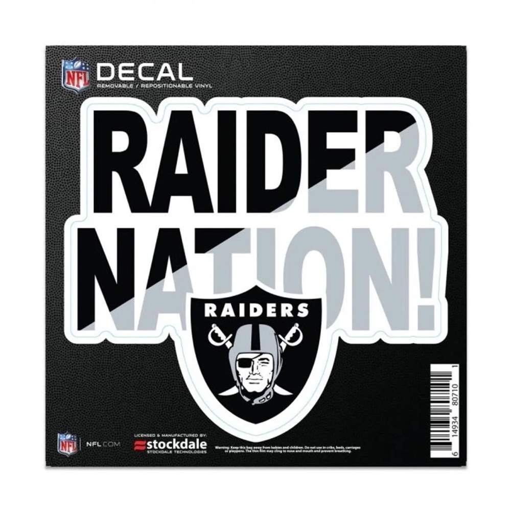 NFL Las Vegas Raiders SLOGAN All Surface Decal 6" x 6" (set of 2)